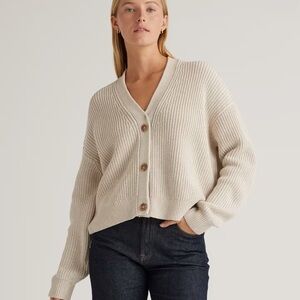 Quince 100% Organic Cotton Fisherman Boxy Cropped Cardigan